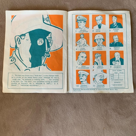 1964 Howard Johnson's "History's Heroes" Kid's Menu Family Quiz-Along Lithograph - Picture 4 of 7
